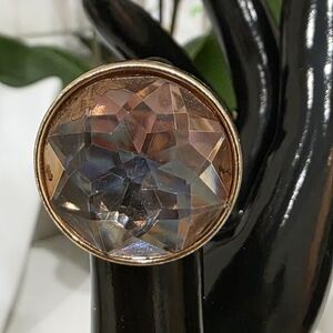 H&M Gold and Crystal Statement Ring Oversized Round Y2k